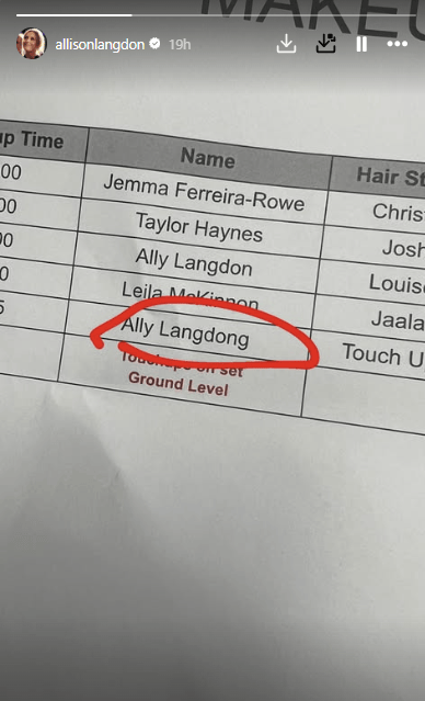 Ally Langdon's name misspelled on the Logies seating chart.