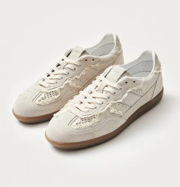 cream crochet leather Aloha sneakers with lace trim