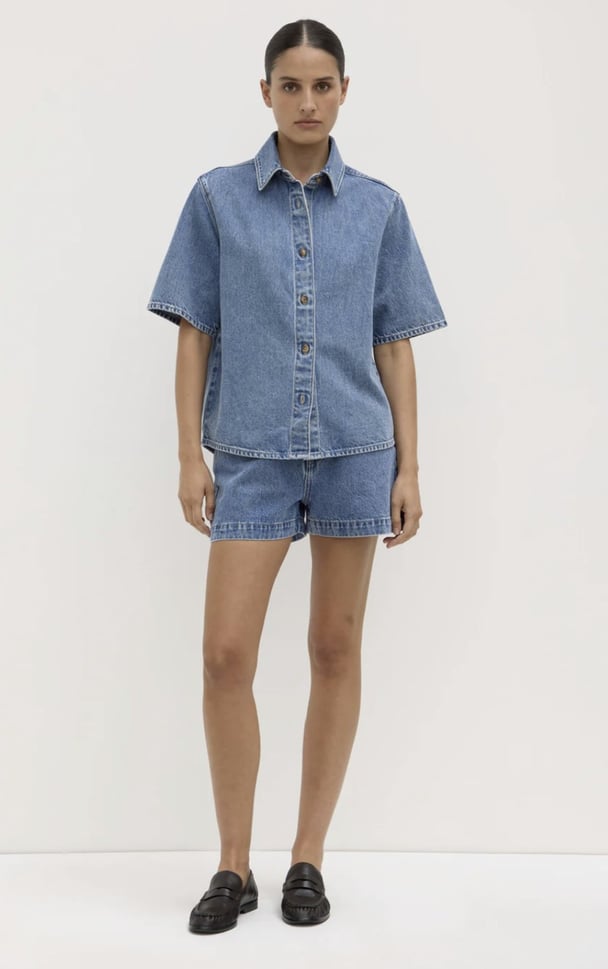 womanw earing denim set from Assembly the Label