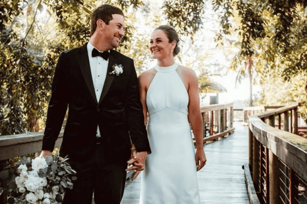Ash Barty on her wedding day to Garry Kissick.