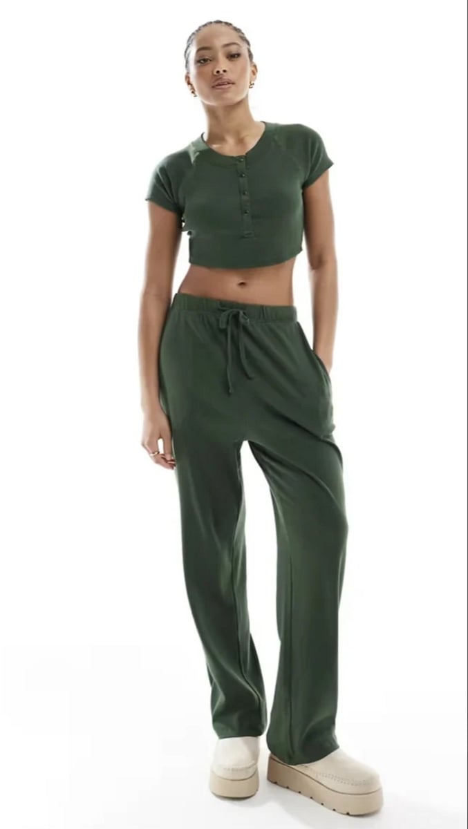 woman wearing cropped pj set