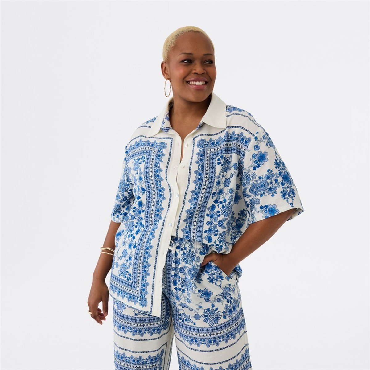 woman wearing Avella set top from Big W 