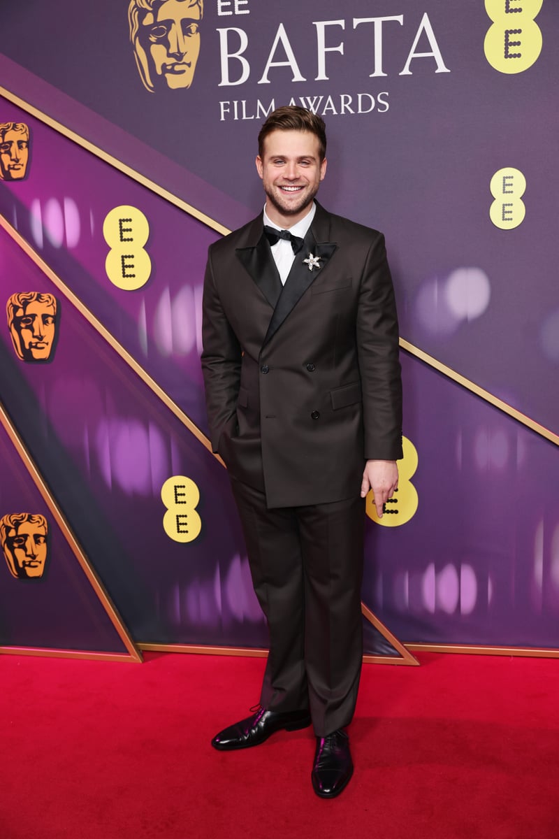 Leo Woodall attends the 2025 EE BAFTA Film Awards at The Royal Festival Hall on February 16, 2025 in London.