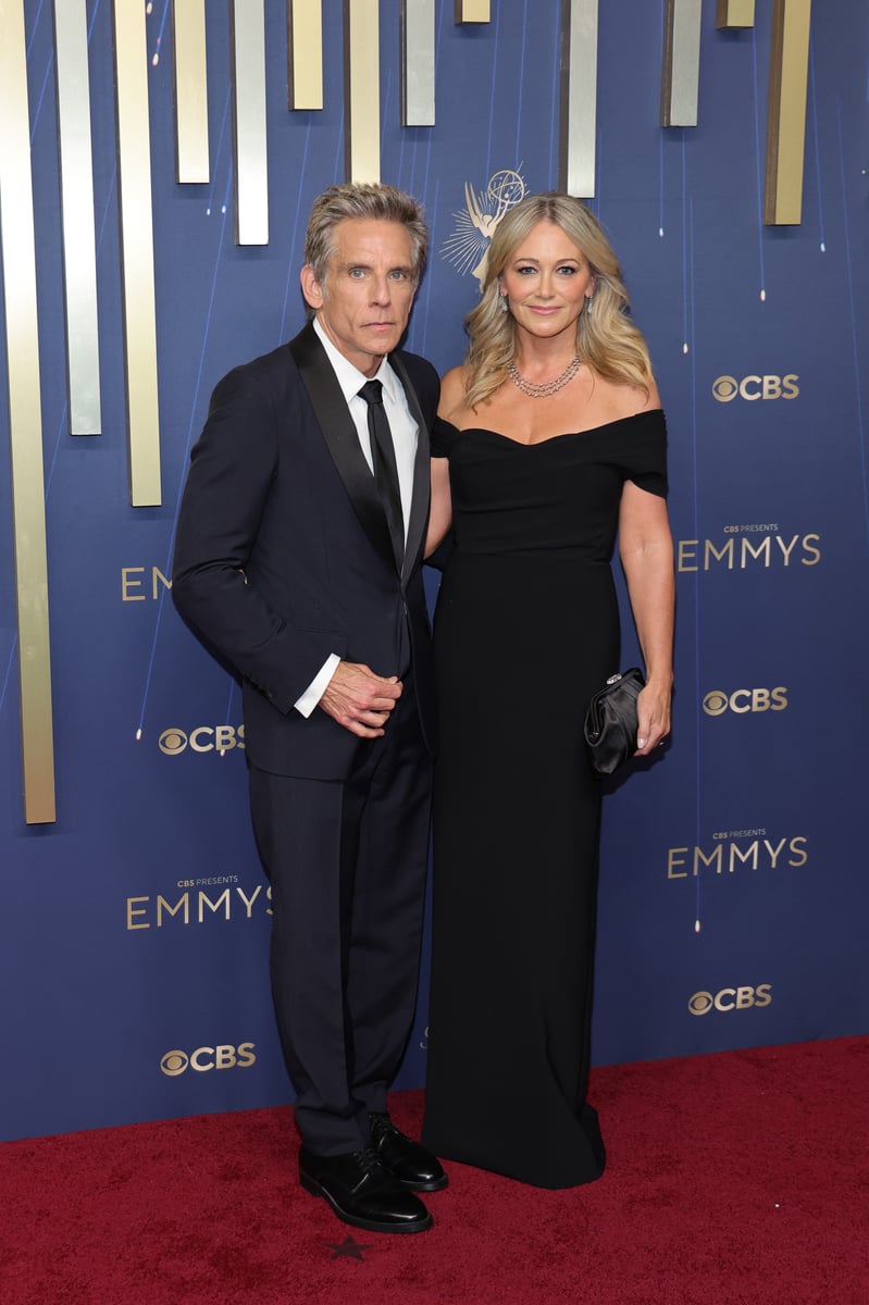 Ben Stiller and Christine Taylor attend the 77th Primetime Emmy Awards at Peacock Theater.