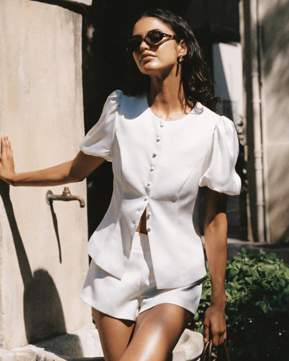 Perfect Stranger Fenella Short Sleeve Top White