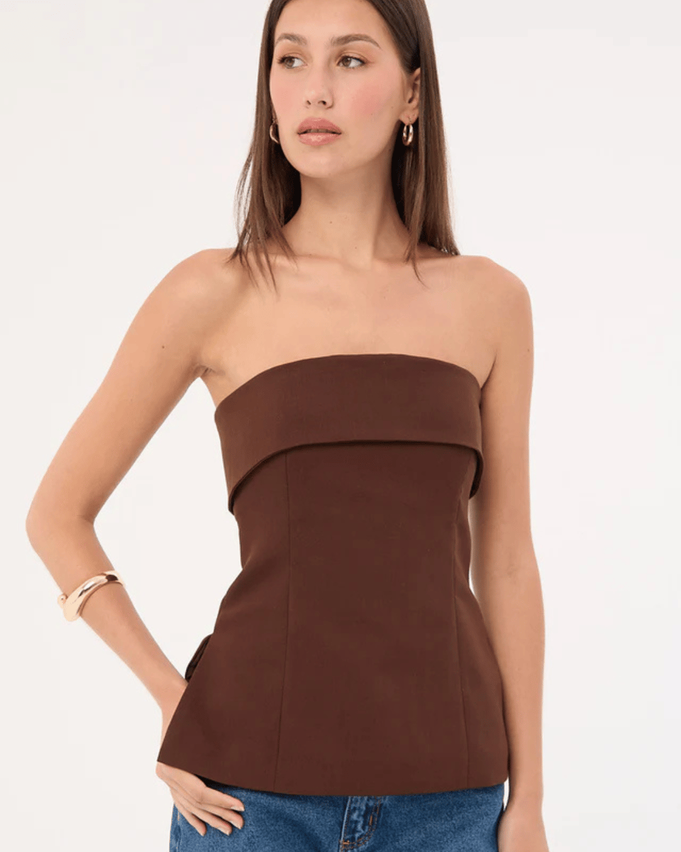 Perfect Stranger Luca Strapless Long Line Top Brown