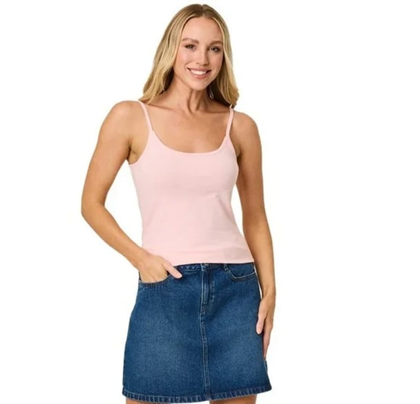woman wearing big w cami in pink