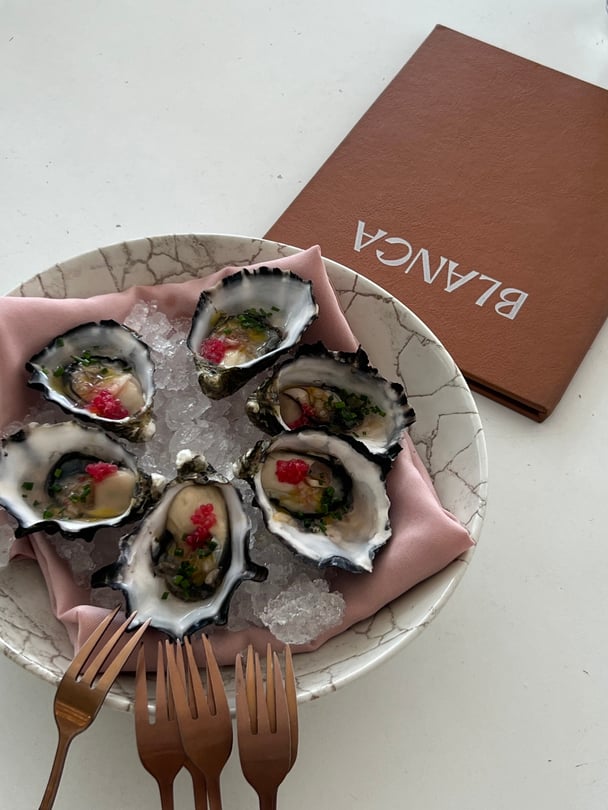 Plate of oysters.