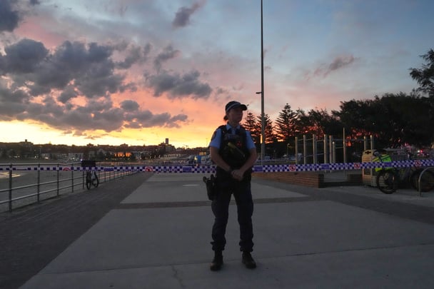 Police at the scene in Bondi.