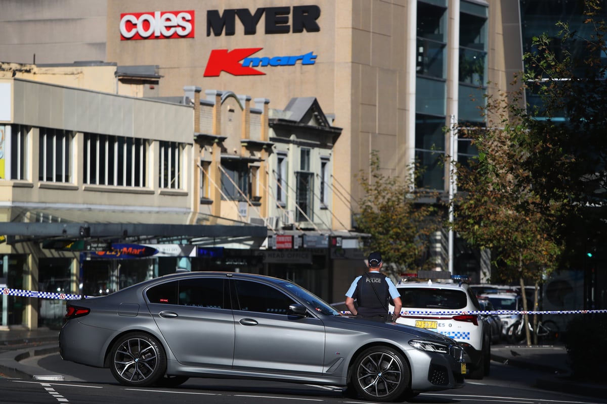 Police cordon off Bondi Westfield after the 2024 stabbing attack.