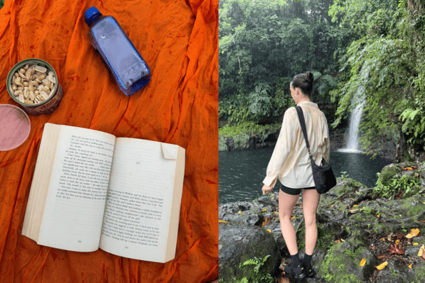 reading-book-waterfall-hike