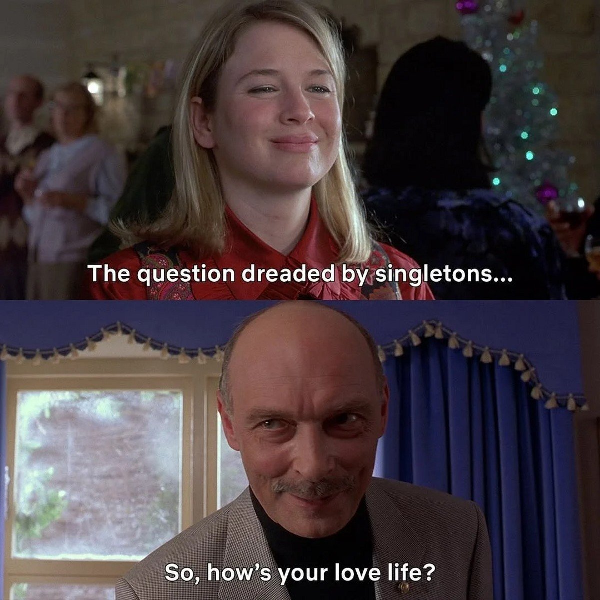 photo and quote from Bridget Jones Diary. 