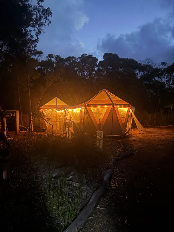 Eco Comfort Camp at night.