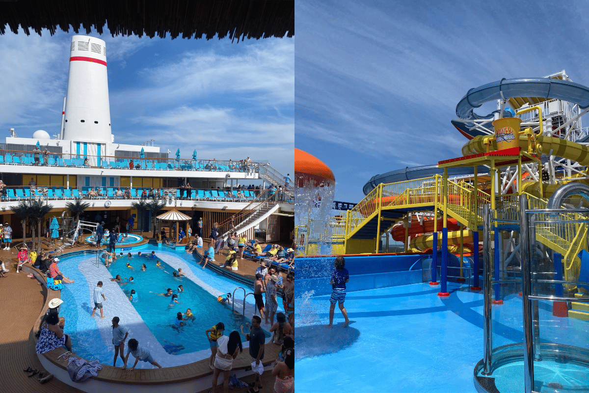 Pools and splash park on the Carnival Jubilee.