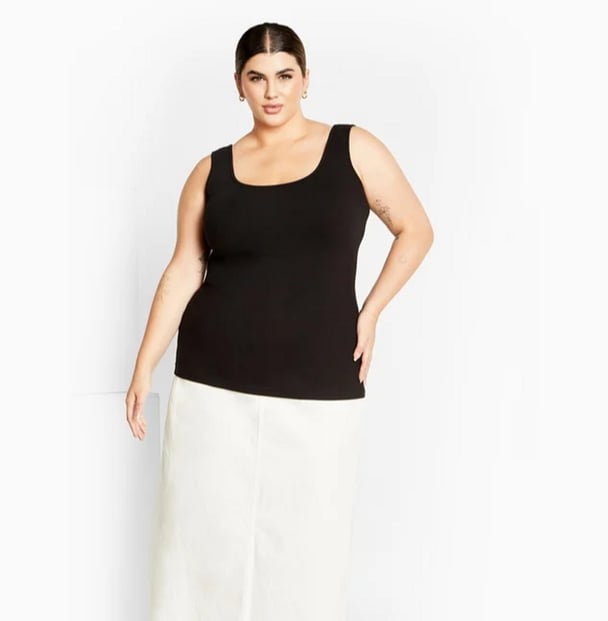 woman wearing CCX black tank top