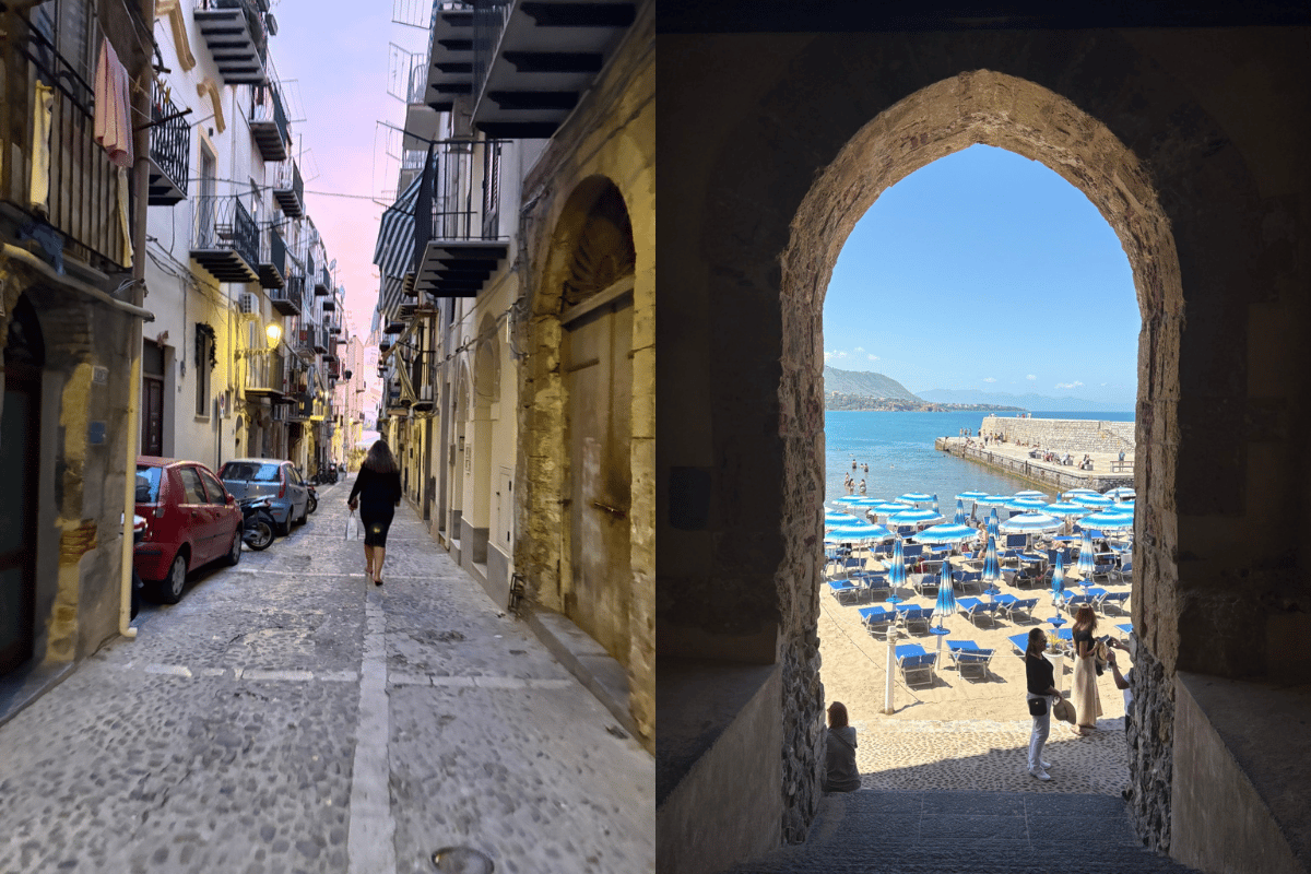 The cobbled streets in Cefalù