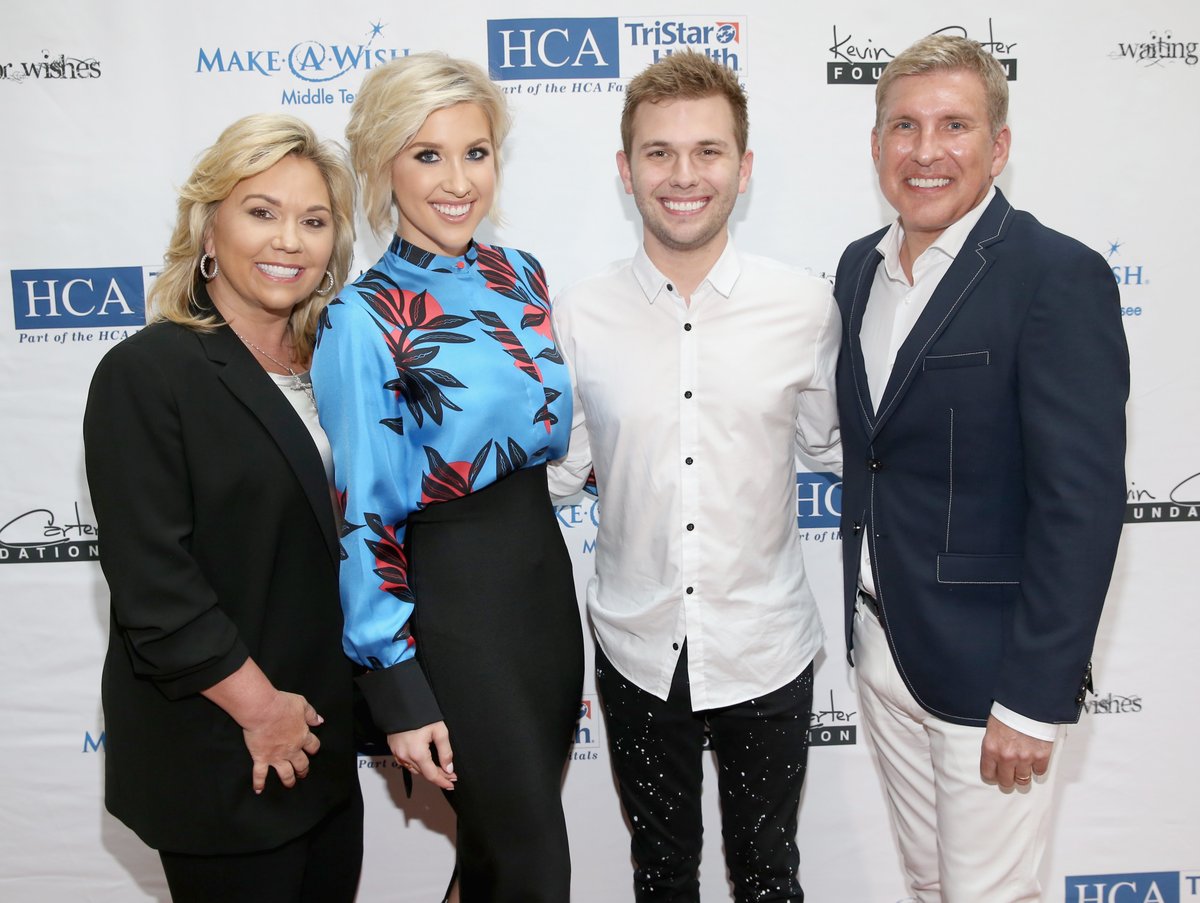 Julie Chrisley, Savannah Chrisley, Chase Chrisley and Todd Chrisley from reality show, Chrisley Knows Best.
