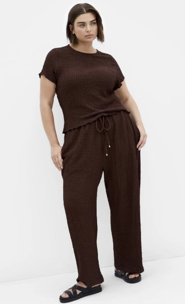 woman wearing chocolate set from City Chic