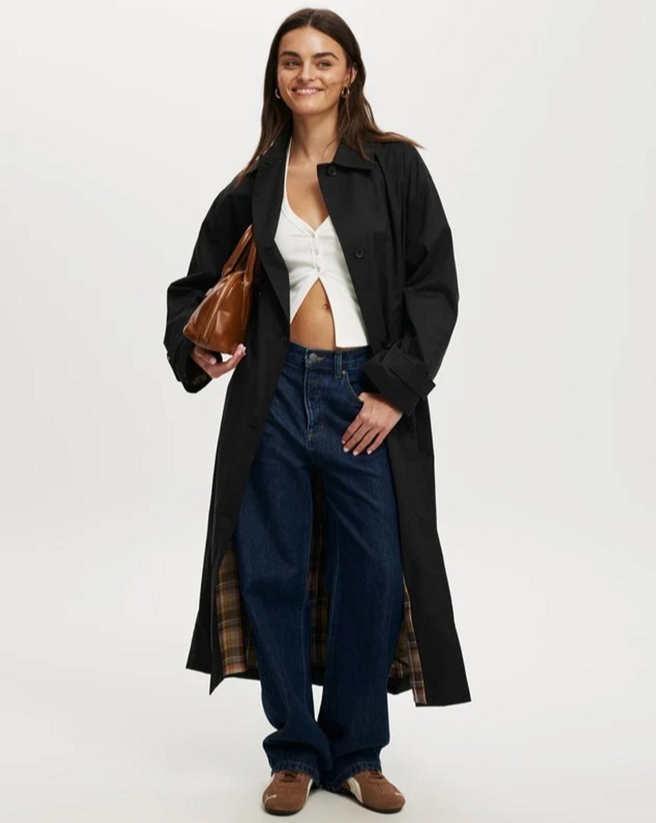 woman wearing black trench coat 