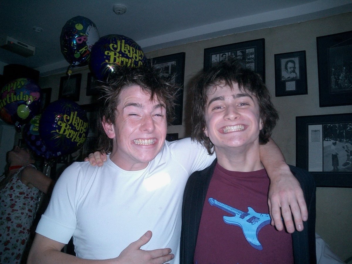David Holmes and Daniel Radcliffe during the filming of Harry Potter.