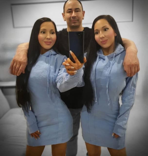Twins Anna and Lucy DeCinque with their boyfriend Ben Byrne.