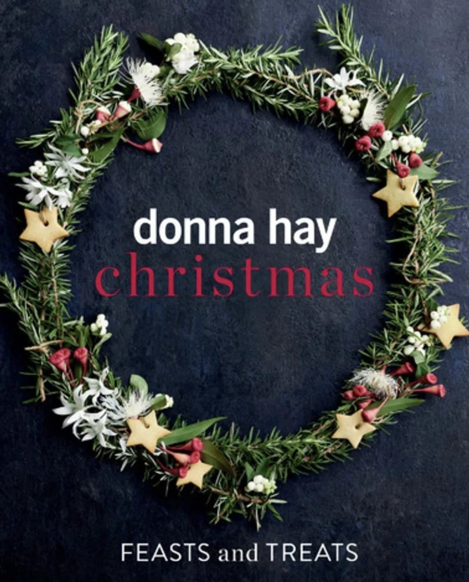 Christmas by Donna Hay Cookbook with a wreath