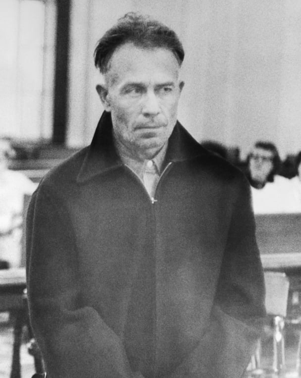Serial killer Ed Gein in court.