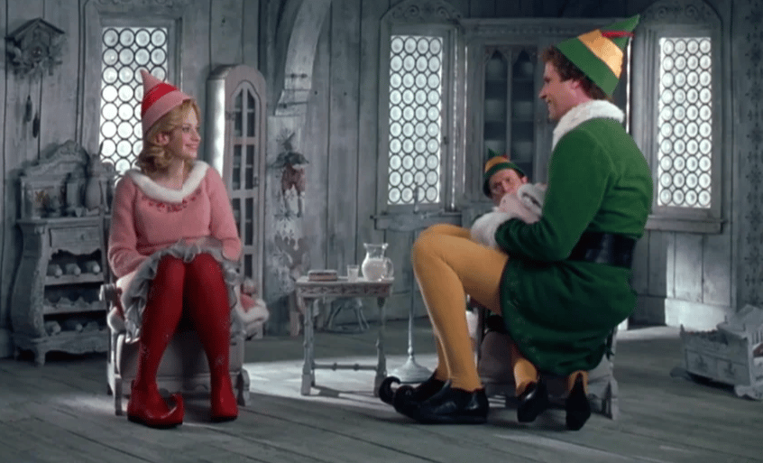 Will Ferrell's Buddy and Zoey Deschanel's Jovie in Elf. 