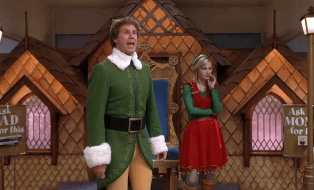 Will Ferrell's Buddy and Zoey Deschanel's Jovie in Elf. 