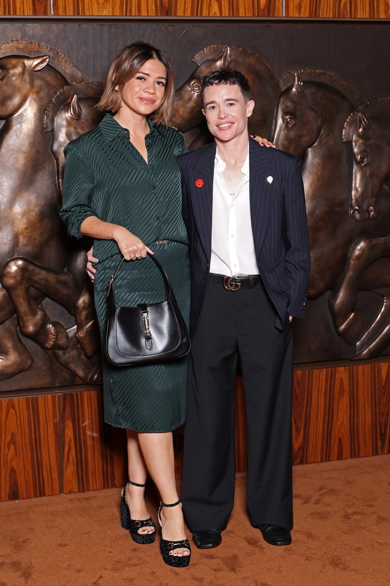 Julia Shiplett and Elliot Page attend the Gucci Spring Summer 2026 photocall during the Milan Fashion Week.