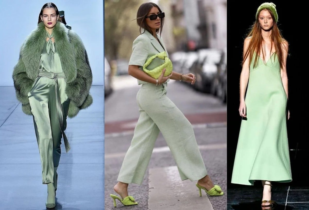 fashion examples of sage and pistachio greens