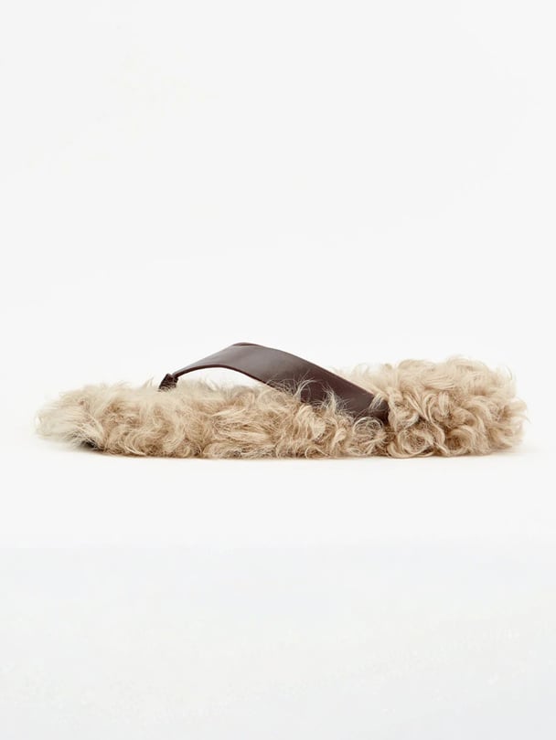 Blonde fluffy thongs.
