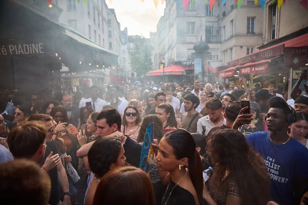 Revellers in Paris attend Fête de la Musique.