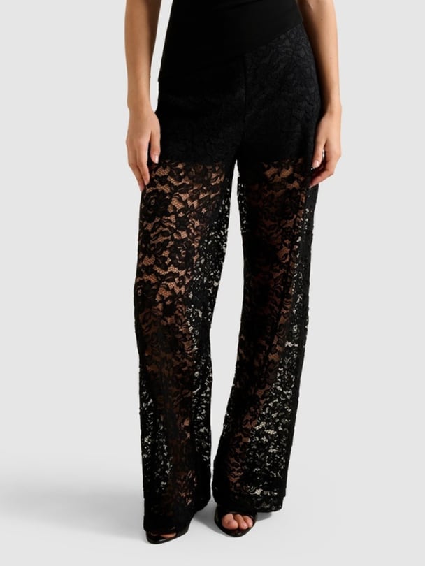 Black sheer lace pants.