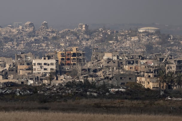 A view over the Gaza Strip as seen from a position on the Israeli side of the border on January 16, 2025 in Southern Israel, Israel.