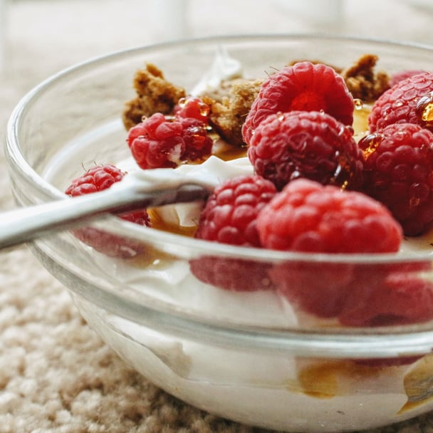 Fruit and youghurt bowl.