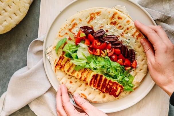 Halloumi souvlaki.