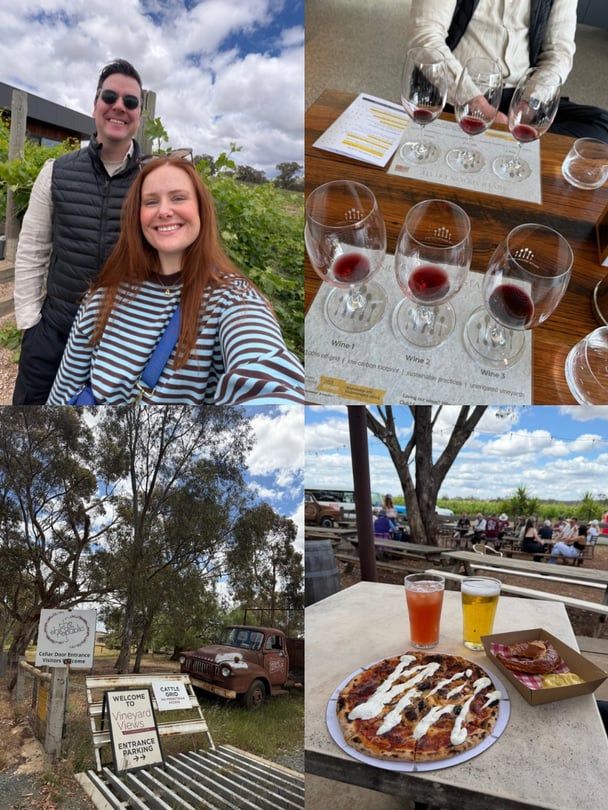 Pictures of different wines and wineries. 