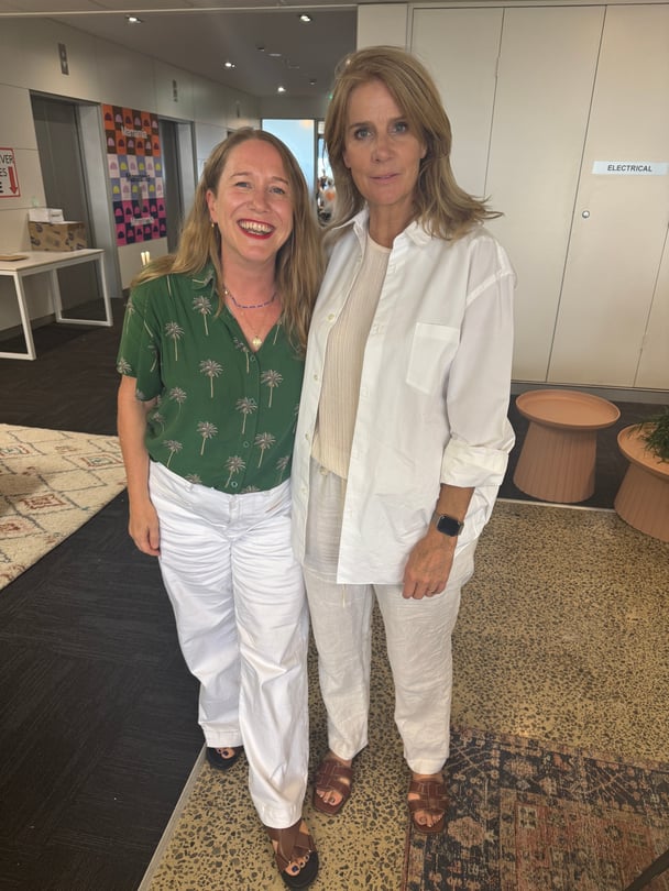 MID host Holly Wainwright with actress Rachel Griffiths.