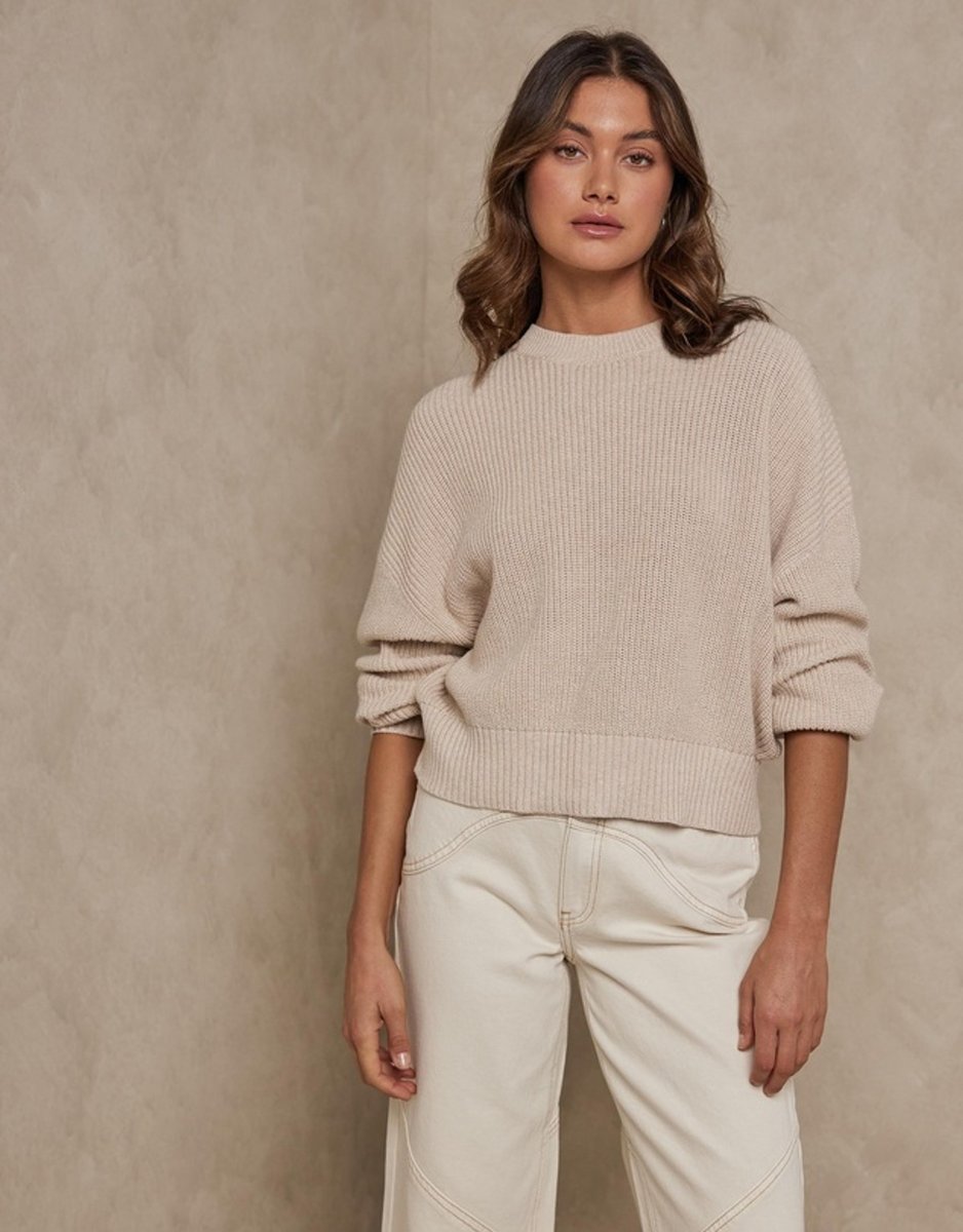 Cashmere Blend Relaxed Jumper in Tallow.