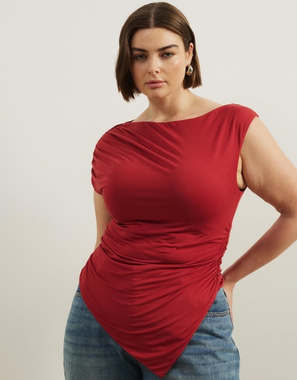 Boat neckline top in red from Atmos&Here Curvy