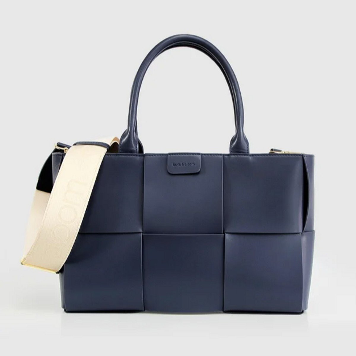 large woven leather tote bag from Belle & Bloom