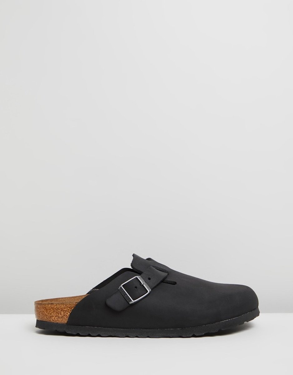 black sandals with burnished silver-toned hardware from Birkenstock