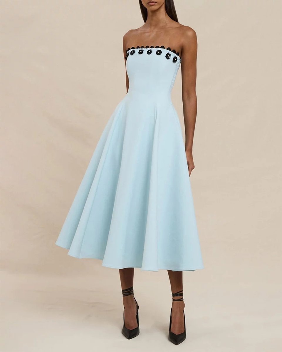 blue black strapless dress for any event