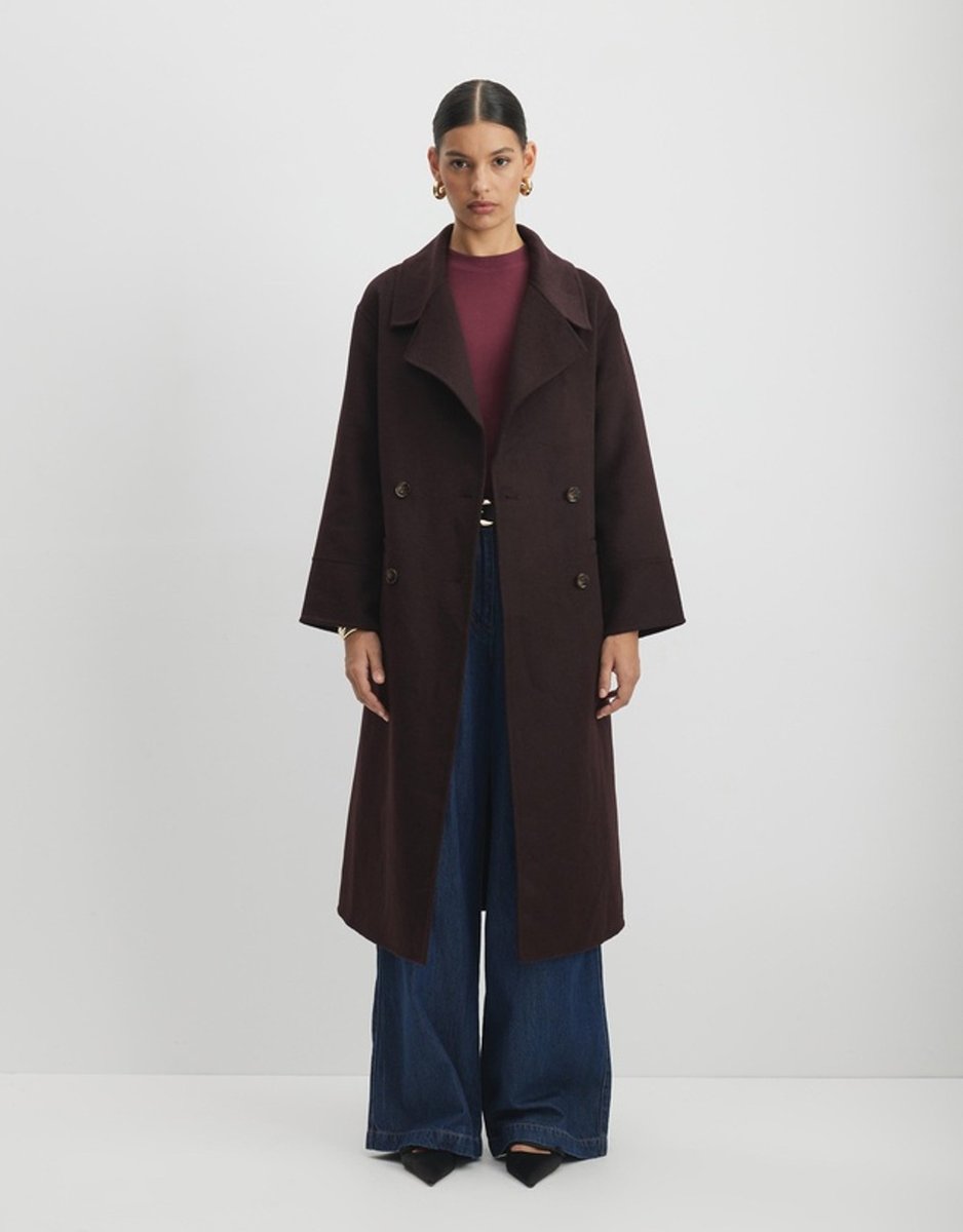 Aere Opal Double Faced Wool Blend Coat.