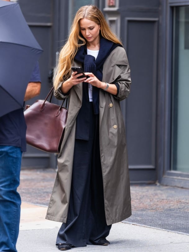 Jennifer Lawrence pictured walking in public. 
