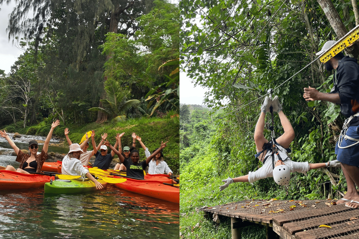 River kayaking and Jungle Zipline. 