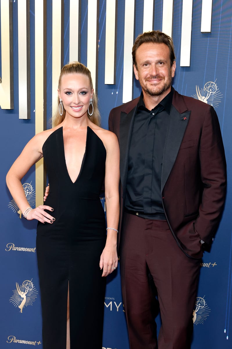 Kayla Radomski and Jason Segel attend the 77th Primetime Emmy Awards at Peacock Theater
