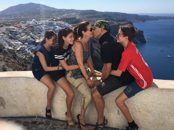 Lahra and Ben pn holiday with their three children.