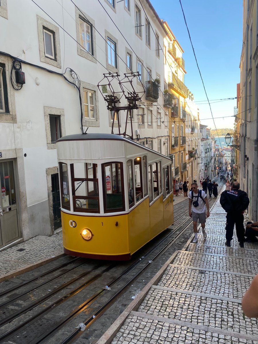 The iconic yellow tram in Lisbon.